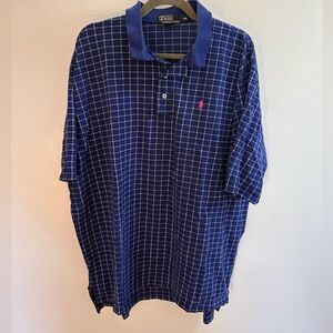 Polo Ralph Lauren Blue Checkered Vintage Polo Shirt XXL